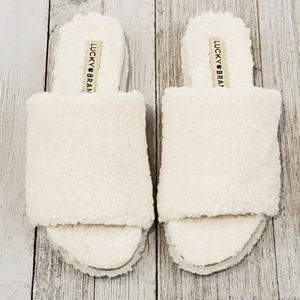 Lucky Brand Gadini Slides Faux Fur Shearling Open